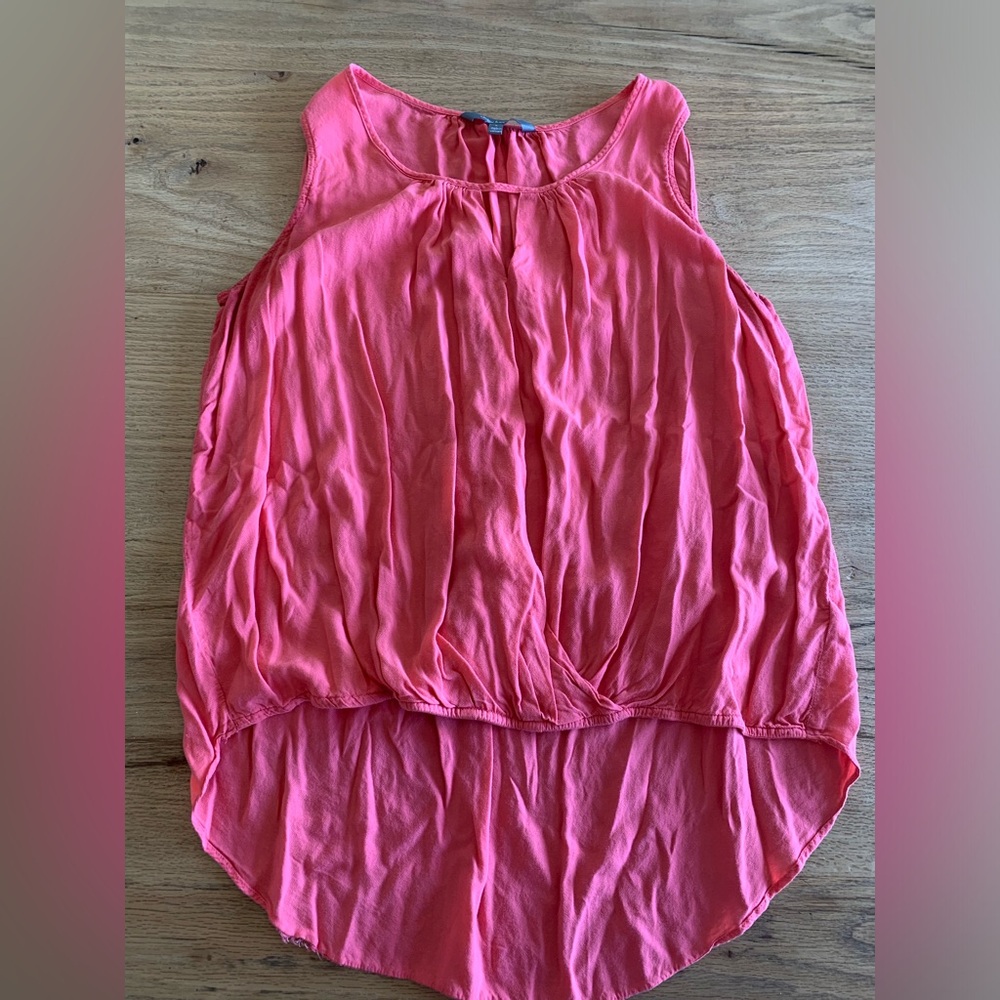 Daisy Fuentes High Low‎ Keyhole Blouse Sleeveless Women’s Coral L Preloved